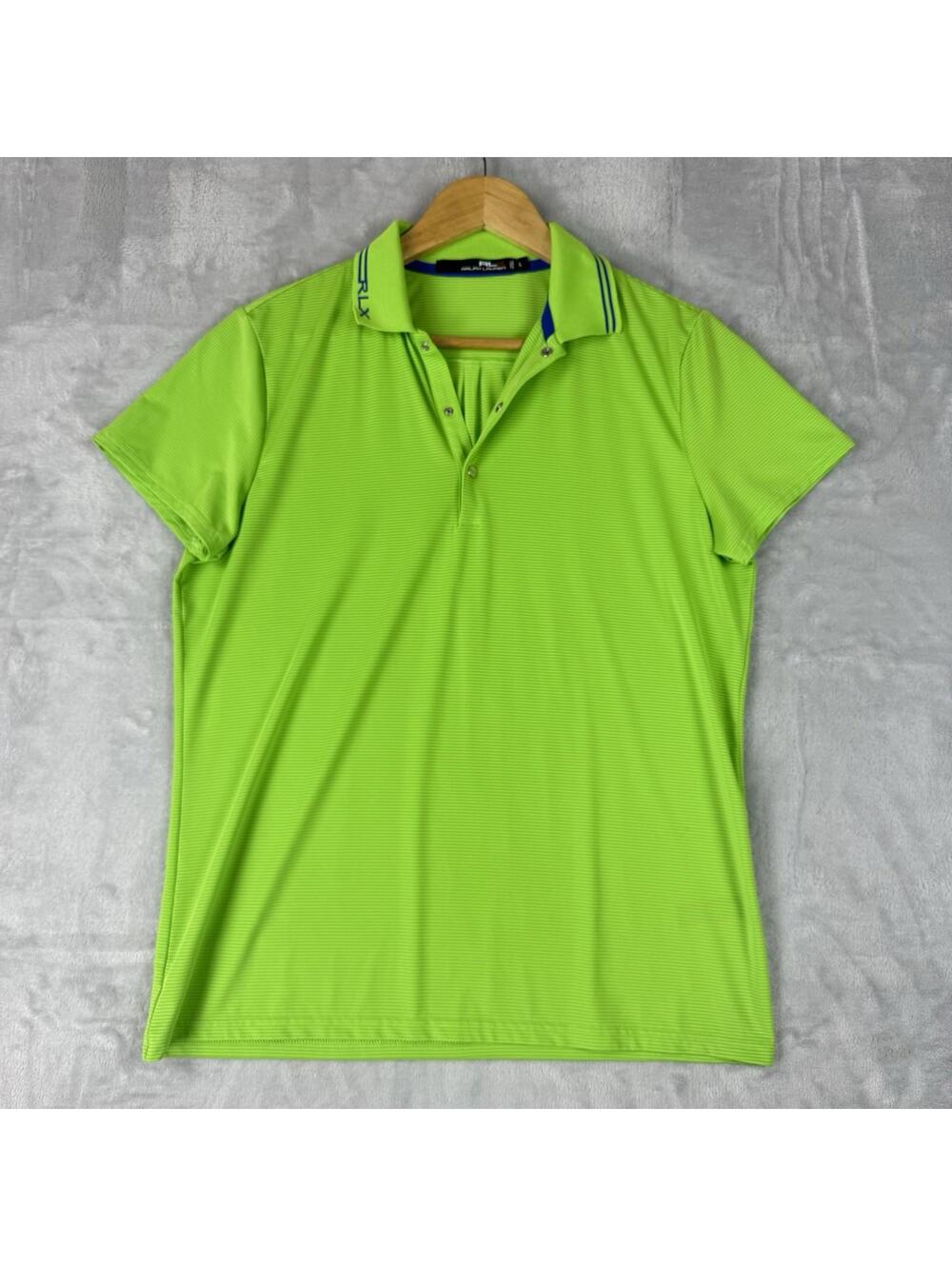 XRLX Ralph Lauren Polo Shirt Women L Golf Performance Neon Green Lightweight Dry